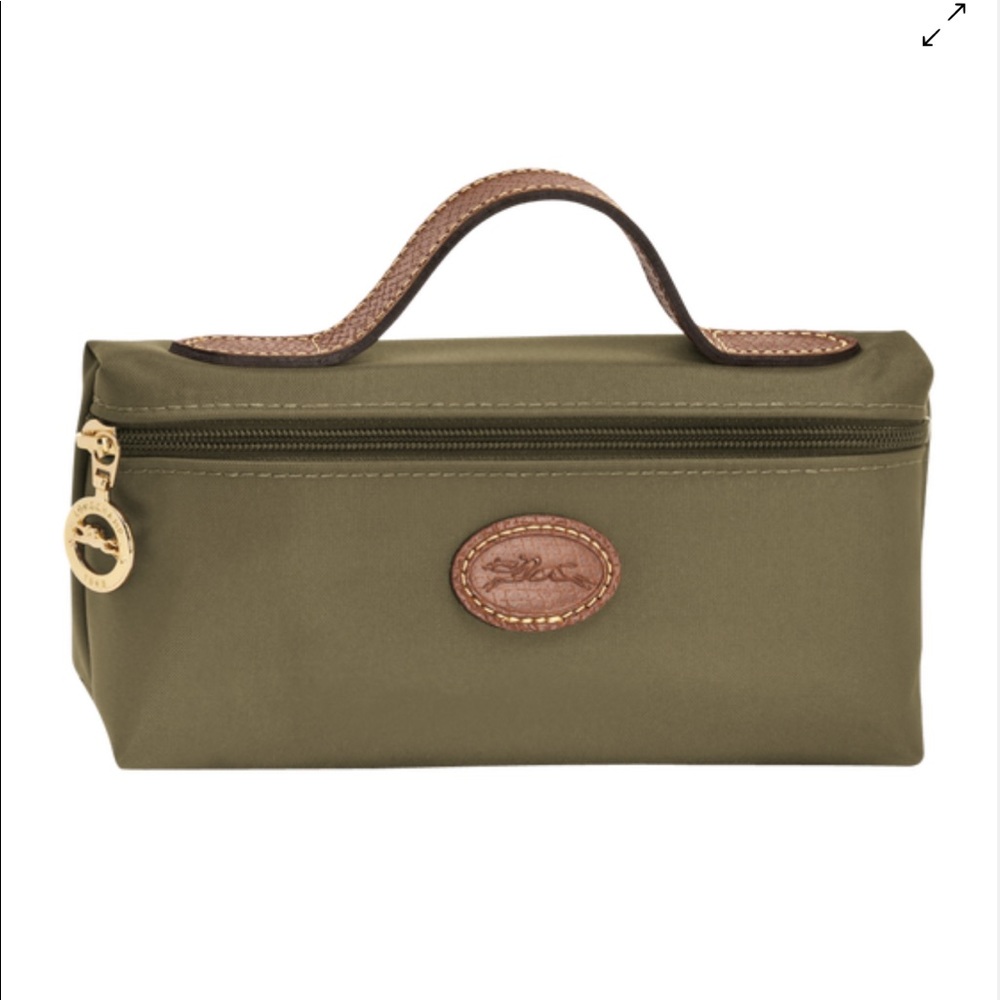 NWOT Longchamp Le Pliage khaki cosmetic mini bag